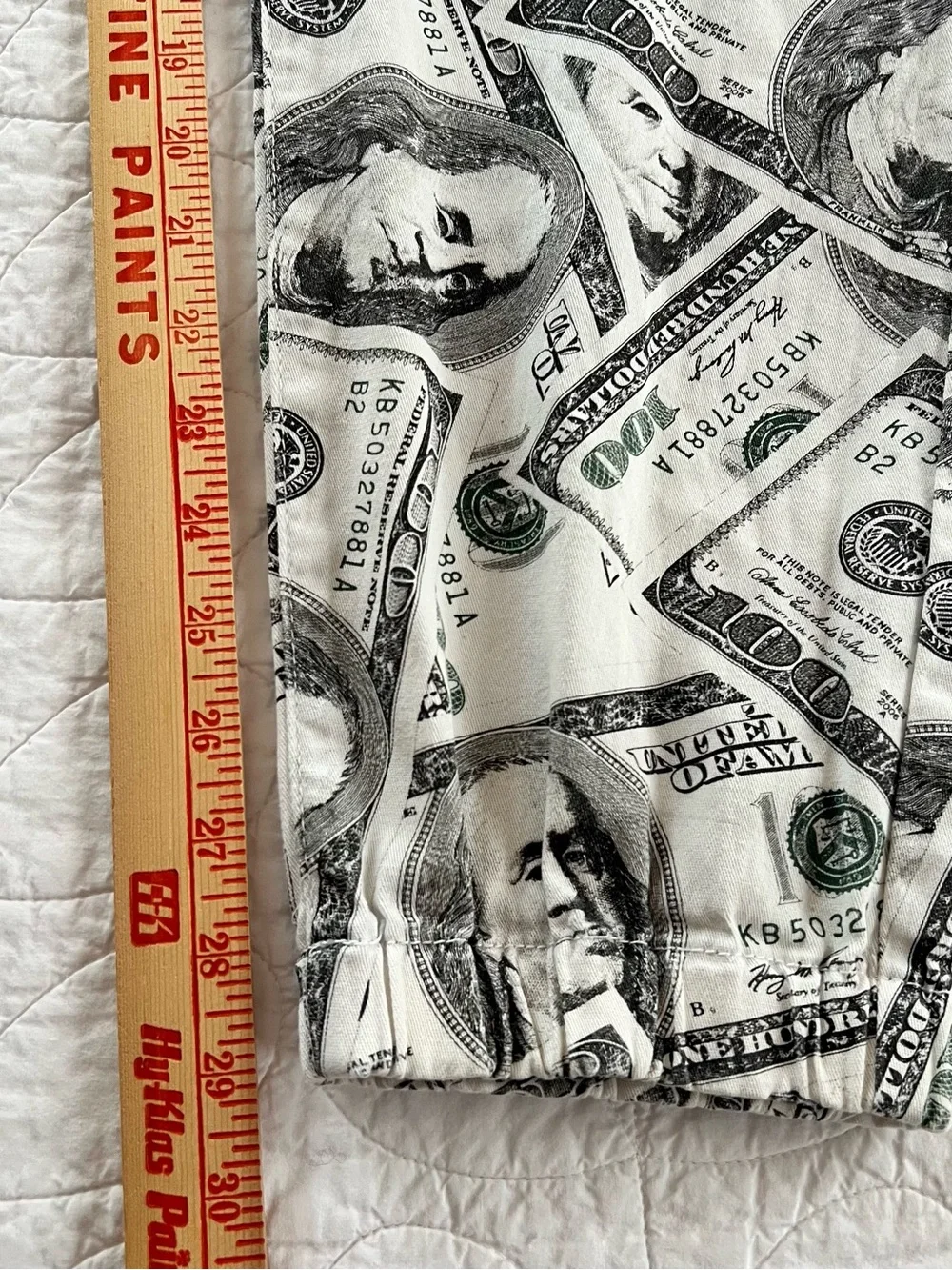 American Bazi Money-Print Joggers - White/Black/Green Streetwear Fun Bold $$$
